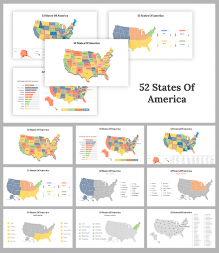 Editable 52 States Of America PowerPoint Presentation
