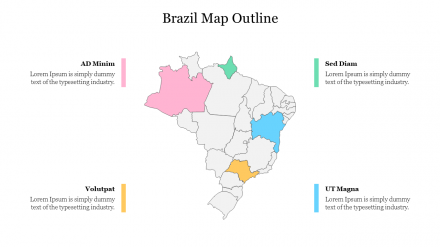 Attractive Brazil Map Outline Presentation Template