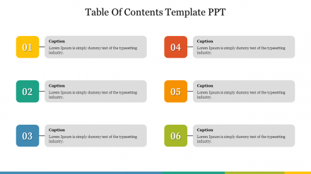 Simple Table Of Contents Template PPT Presentation