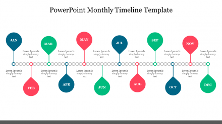 Free - Innovative PowerPoint Monthly Timeline Template Slide 