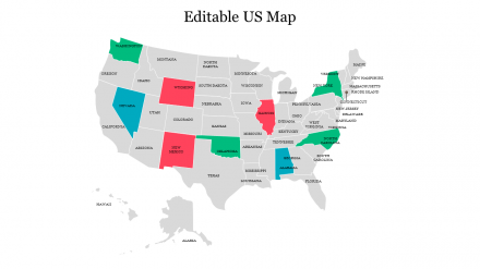 Free - Editable US Map PowerPoint Presentation Template Slide