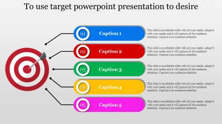 Target Powerpoint Presentation In Rounded Rectangle Shape	