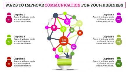 Communication Powerpoint Template-Bulb Diagram	