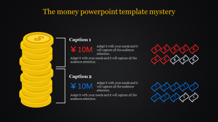 Majestic Money PowerPoint Template Coins For Presentation