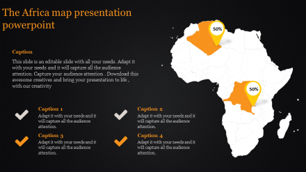 Editable Africa Map Presentation PowerPoint Slides