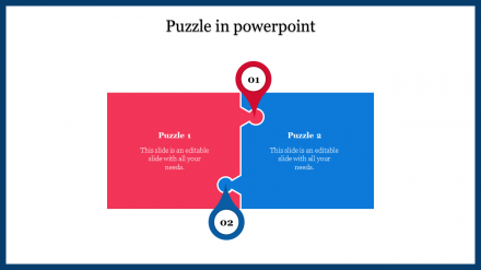 Stunning Puzzle PPT Template Slide Design With Two Node