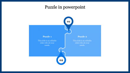 Amazing Puzzle PPT Template Designs With Two Nodes