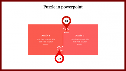 Affordable Puzzle PPT Template Designs With Red Color