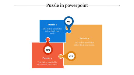 Affordable Puzzle PPT Template Slide Designs-Three Node