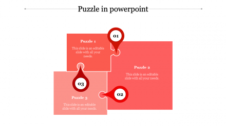 Attractive Puzzle PPT Template Slide Design-Three Node