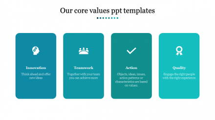 Core Values PPT Templates With Four Node