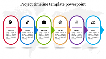 A Six Noded Project Timeline Template Powerpoint