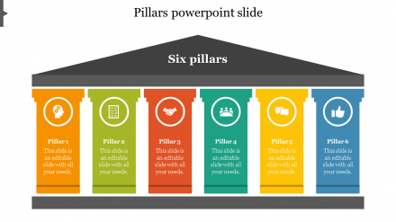 Multicolor Six Pillars PowerPoint Presentation With Icons 
