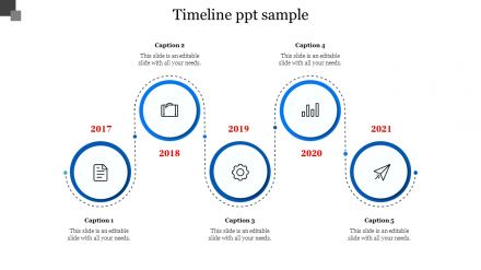 Free - Amazing Timeline PPT Sample With Circle Model Slide