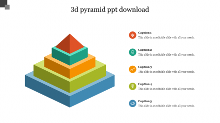 Creative 3D Pyramid PPT Download With Five Node