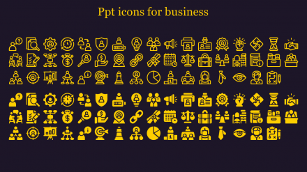 Creative PPT Icons For Business Slide - Yellow Theme