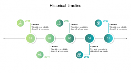 Historical Timeline Maker Template With Five Nodes