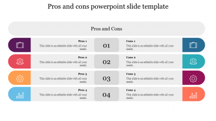 Stunning Pros And Cons PowerPoint Slide Template Design