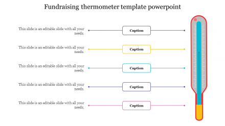 Simple Fundraising Thermometer Template PowerPoint Slide