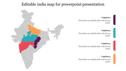 Editable India Map For Powerpoint Presentation Slides