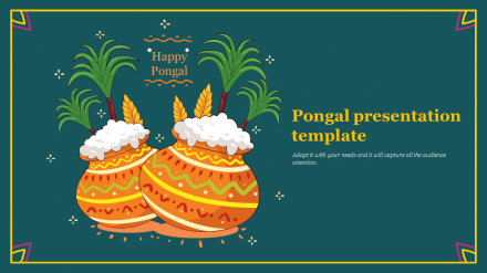 Stunning Pongal Presentation Template With Blue Theme