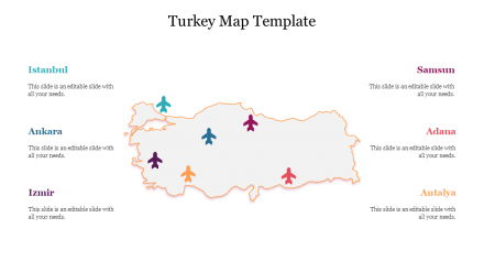 Captivating Turkey Map Template For Your Presentations