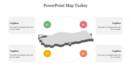 Editable PowerPoint Map Turkey PPT Slides