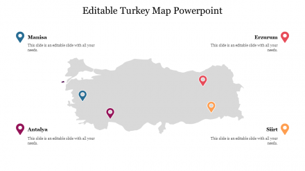 Editable Turkey Map PowerPoint Slide Themes Design