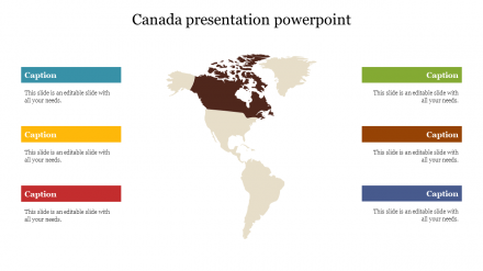 Best Canada Presentation PowerPoint Template - Six Nodes