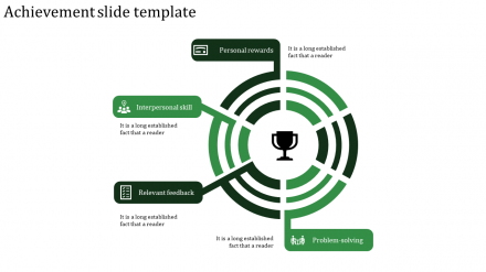 Achievement Slide Template Green Color Model Presentation