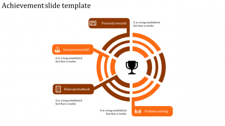 Achievement Slide Template Orange Color Model Presentation