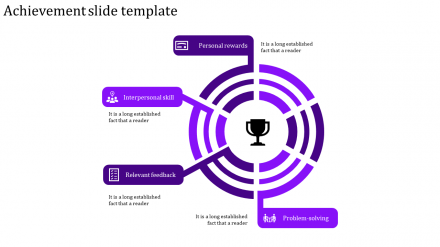 Achievement Slide Template Purple Color Model Presentation 