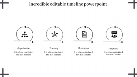 Innovative Editable Timeline PowerPoint With Four Nodes