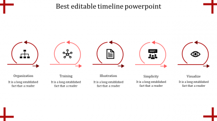 Attractive Editable Timeline PowerPoint With Five Nodes