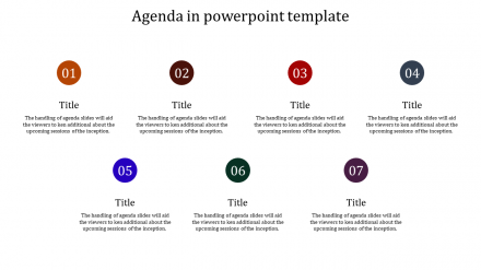 A Seven Noded Agenda In PowerPoint Template Presentation