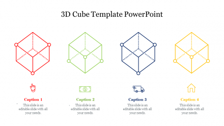 Four Node Best 3D Cube Template PowerPoint Presentation