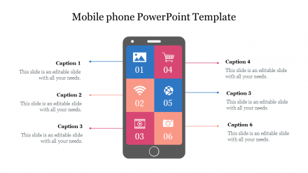 Creative Mobile Phone PowerPoint Template Designs Slide