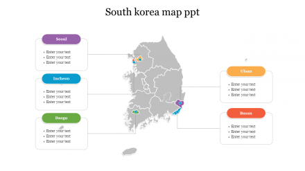 Best South Korea Map PPT  