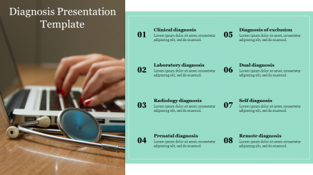 Free - Eight Node Diagnosis Presentation Template Slide PowerPoint