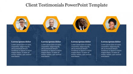 Four Node Client Testimonials PowerPoint Template