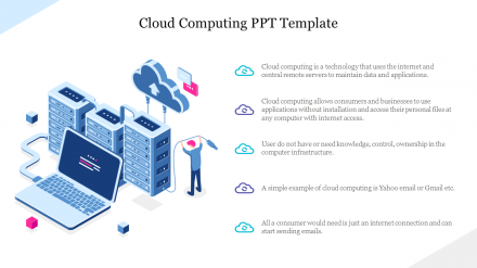 Editable Cloud Computing PPT Template With Three Nodes