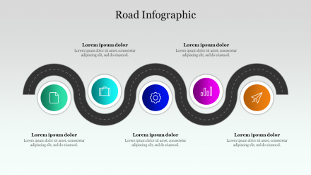 Editable Road Infographic PowerPoint Presentation Slide 
