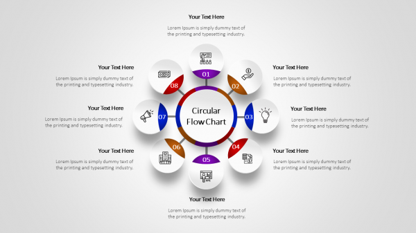 8 Steps Circular Flow Chart Template Presentation