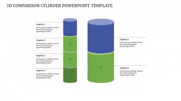 3D COMPARISON CYLINDER POWERPOINT TEMPLATE 