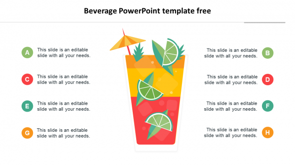 Editable Beverage PowerPoint Template with Eight Nodes