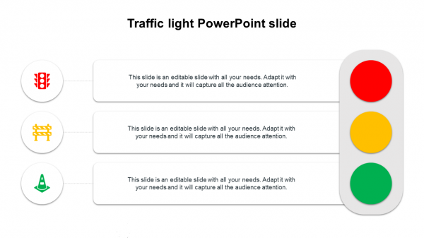 Traffic light PowerPoint slide