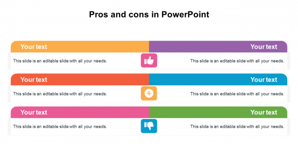 Pros and cons in PowerPoint 