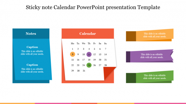 Get Sticky Note Calendar PowerPoint Presentation Template