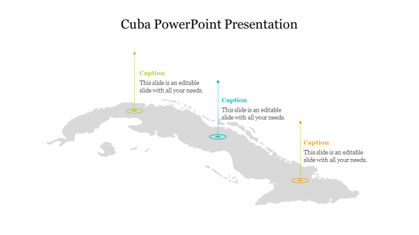 Map Of Cuba PowerPoint Presentation Slide Template
