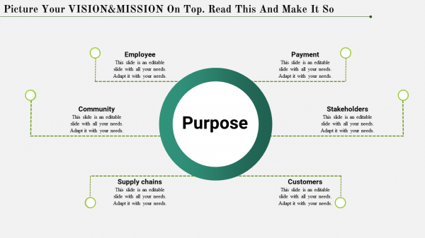 vision and mission ppt template-vision & mission -purpose-6-green